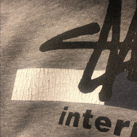 Vintage Stussy International Hoodie Men's Medium Gray Y2K Streetwear Made in USA - Picture 12 of 13